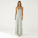 Aiselle | Women Dress With Sheer Floral Overlay | Maxi