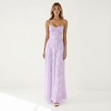 Aiselle | Women Dress With Sheer Floral Overlay | Maxi