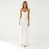 Aiselle | Women Dress With Sheer Floral Overlay | Maxi