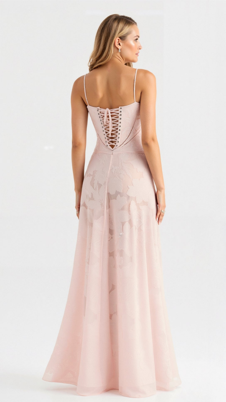 Amelie | Women's Chiffon Lace Corset Maxi Wedding Guest Dress