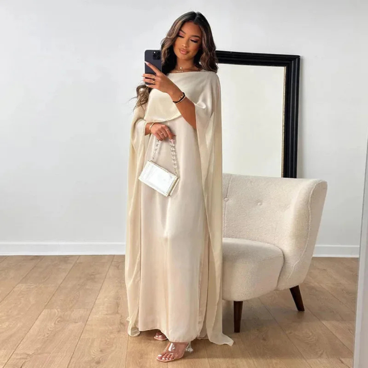 Aurora | Women's Chiffon Cape Sleeve Maxi Wedding Guest Dress
