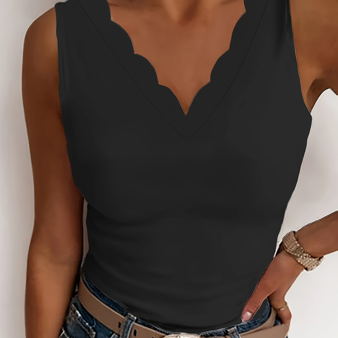 Calla | Women's Lightweight Scallop V-Neck Tank Top