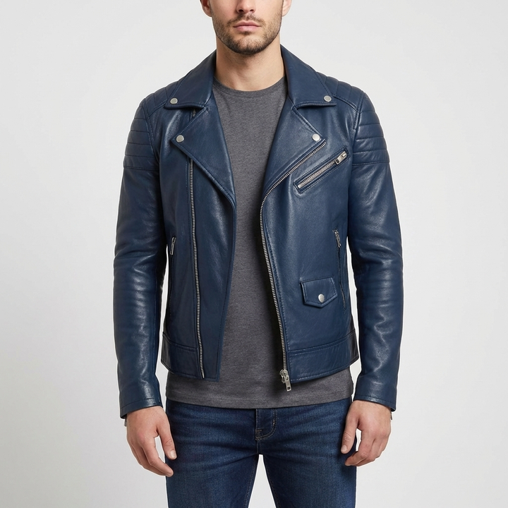 Callum | Men's Leather Asymmetric Zip Biker Jacket