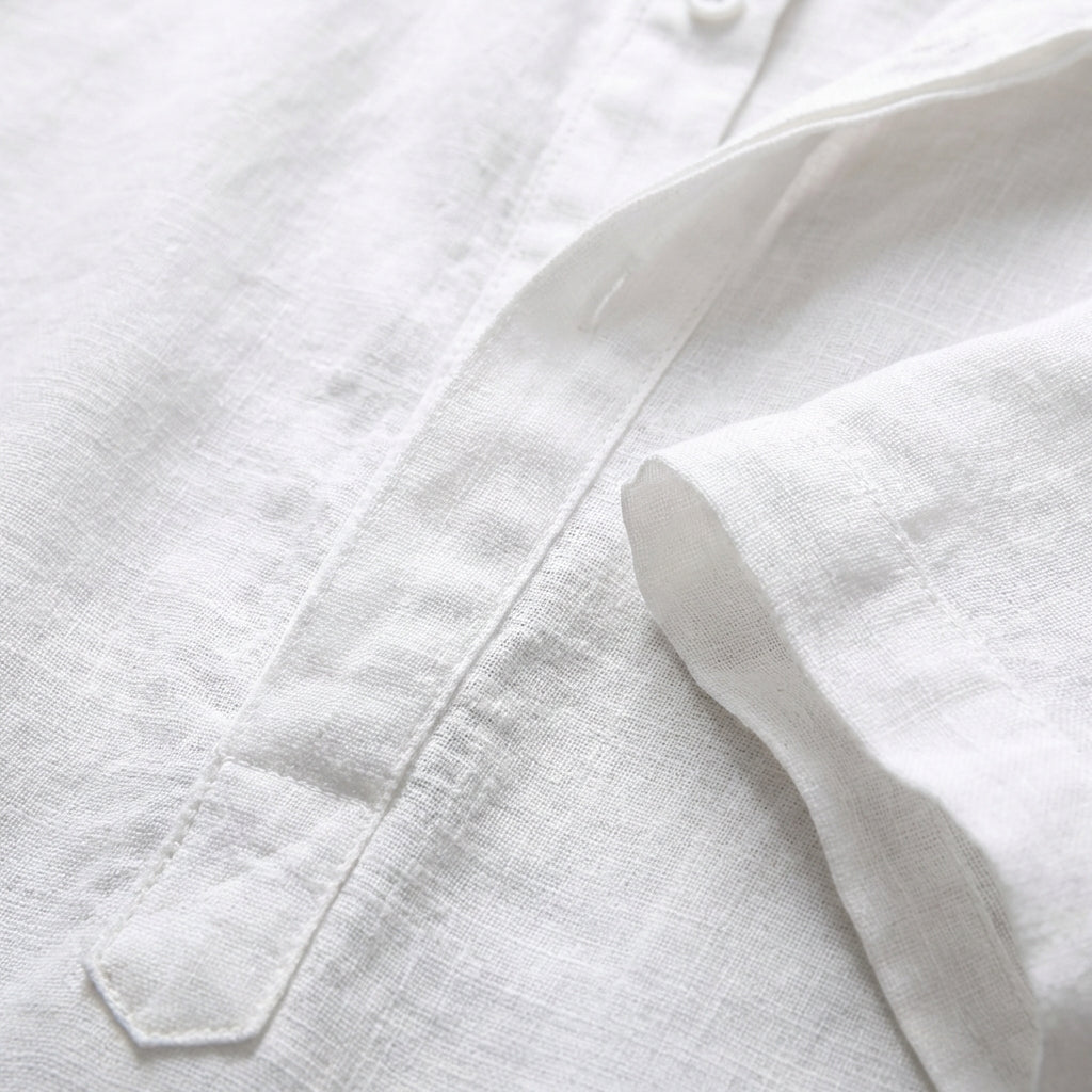 Callum | Men's Linen Henley Collar Roll-Sleeve Casual Shirt