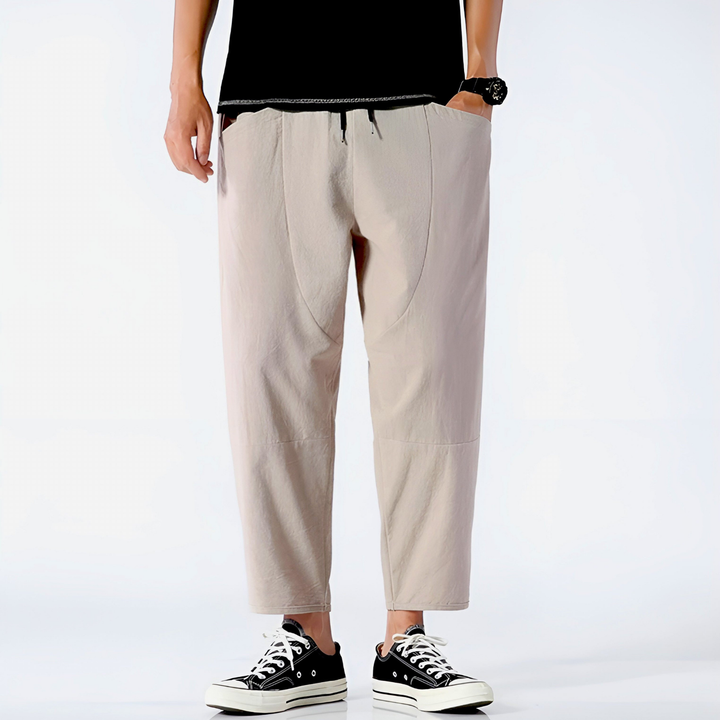 Callum | Men's Linen Relaxed Tapered Drawstring Trousers