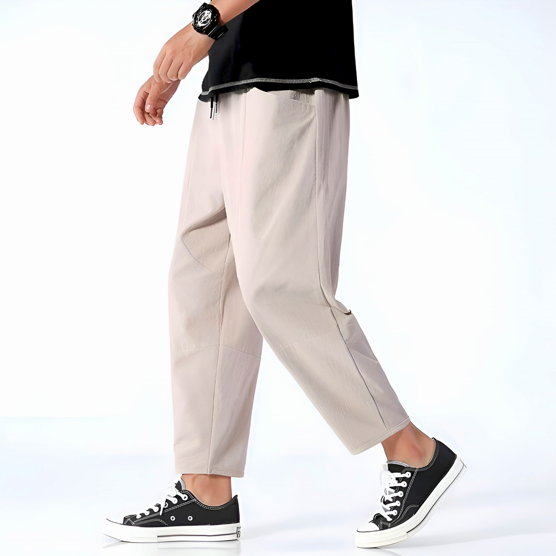 Callum | Men's Linen Relaxed Tapered Drawstring Trousers