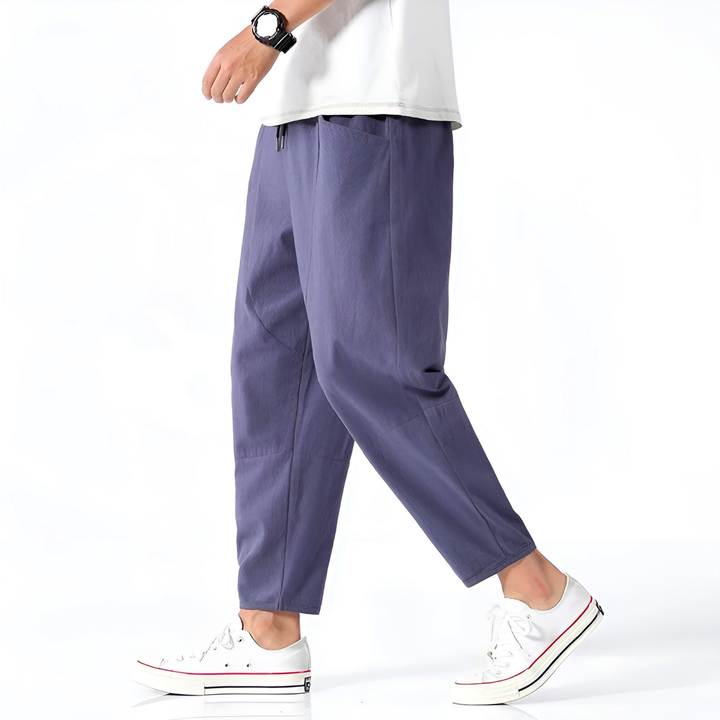 Callum | Men's Linen Relaxed Tapered Drawstring Trousers