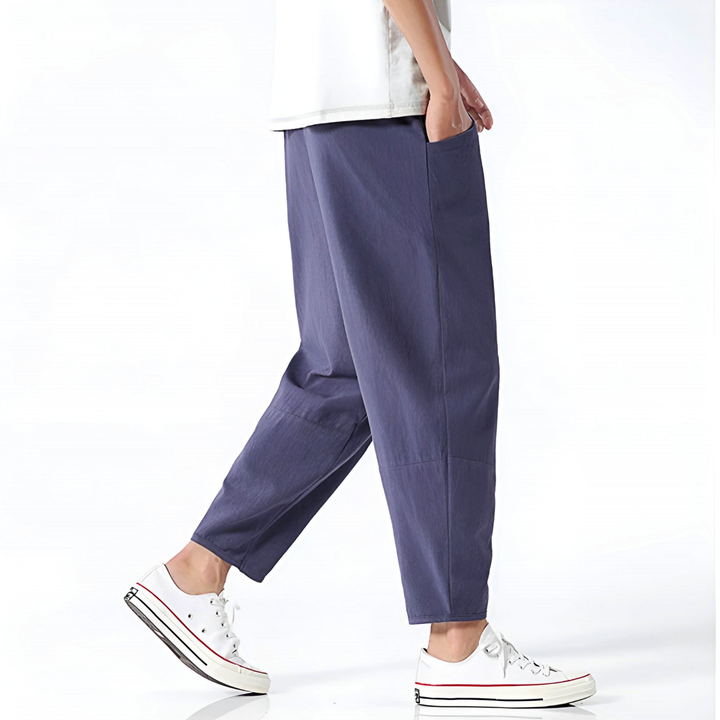 Callum | Men's Linen Relaxed Tapered Drawstring Trousers