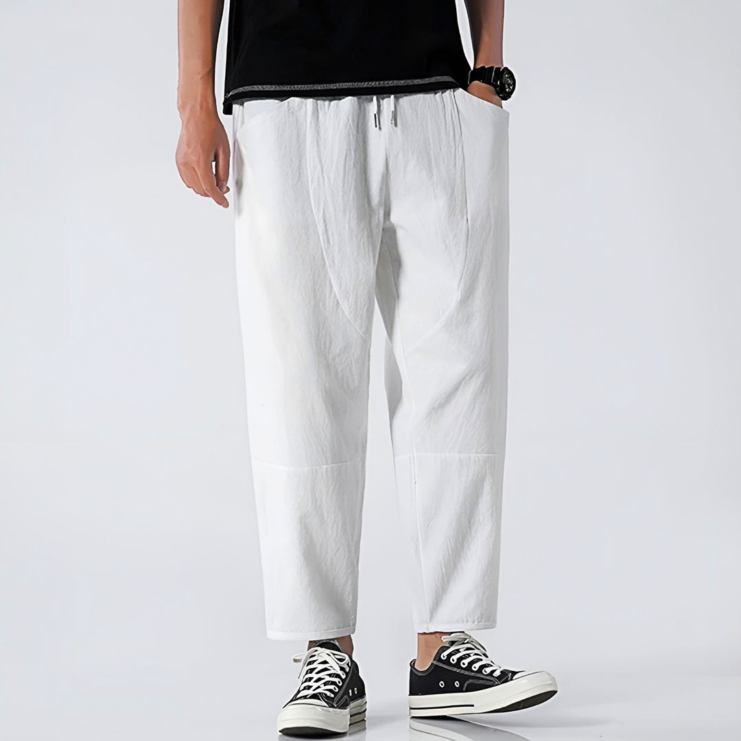 Callum | Men's Linen Relaxed Tapered Drawstring Trousers
