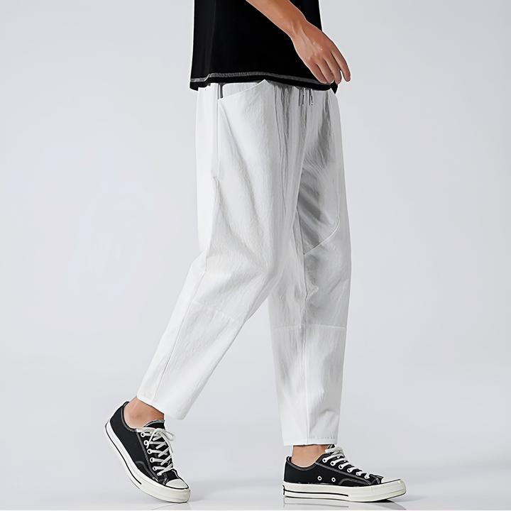 Callum | Men's Linen Relaxed Tapered Drawstring Trousers