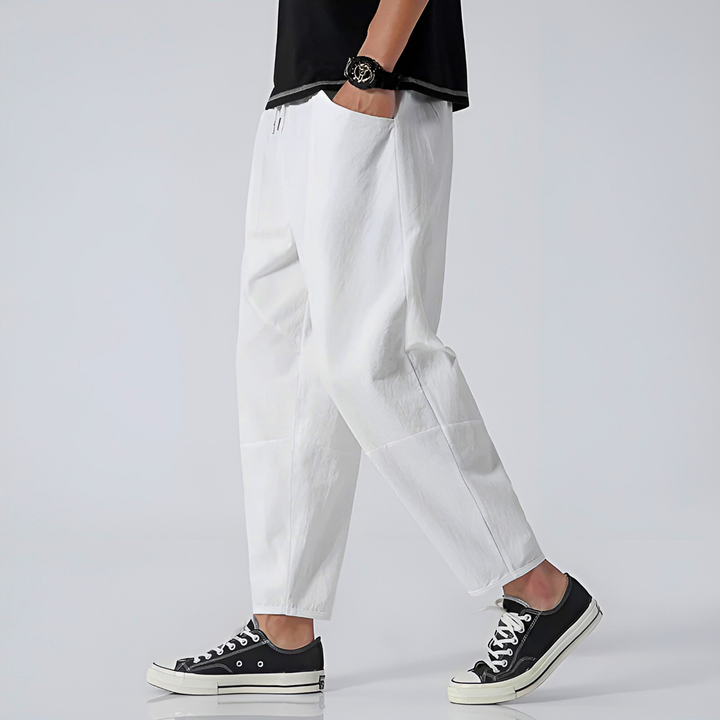 Callum | Men's Linen Relaxed Tapered Drawstring Trousers