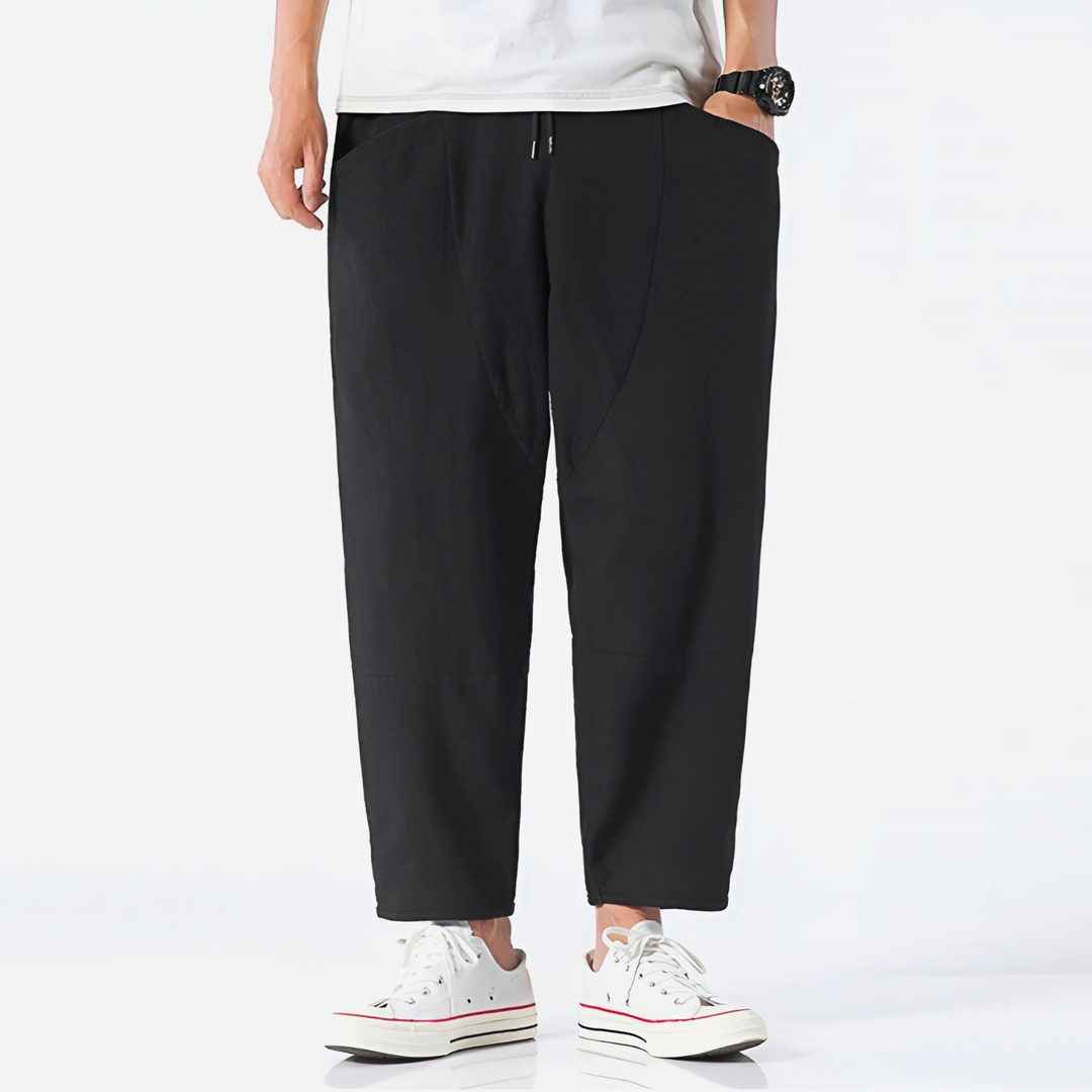 Callum | Men's Linen Relaxed Tapered Drawstring Trousers