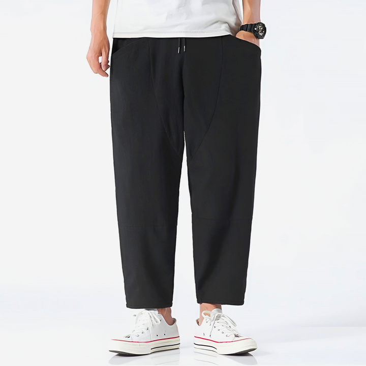 Callum | Men's Linen Relaxed Tapered Drawstring Trousers