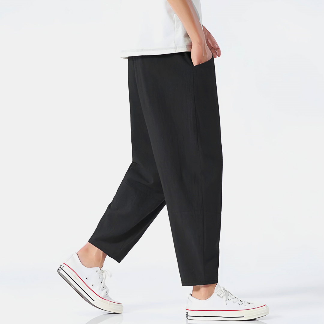 Callum | Men's Linen Relaxed Tapered Drawstring Trousers