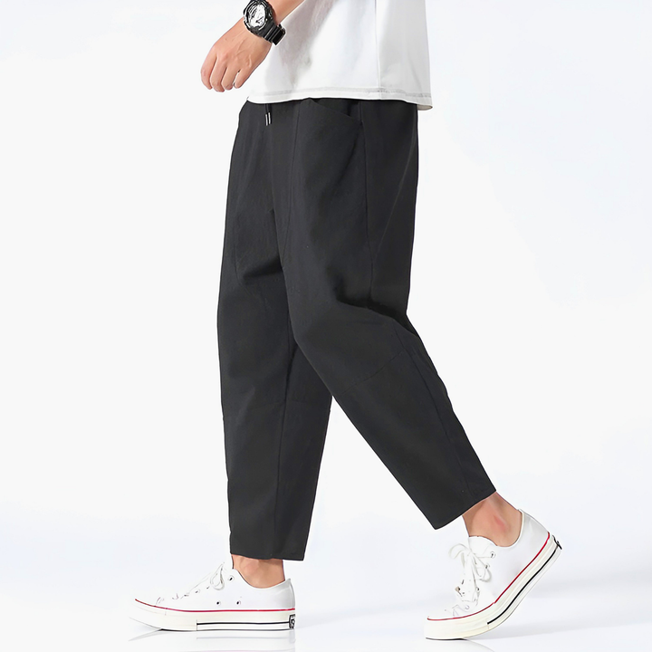 Callum | Men's Linen Relaxed Tapered Drawstring Trousers
