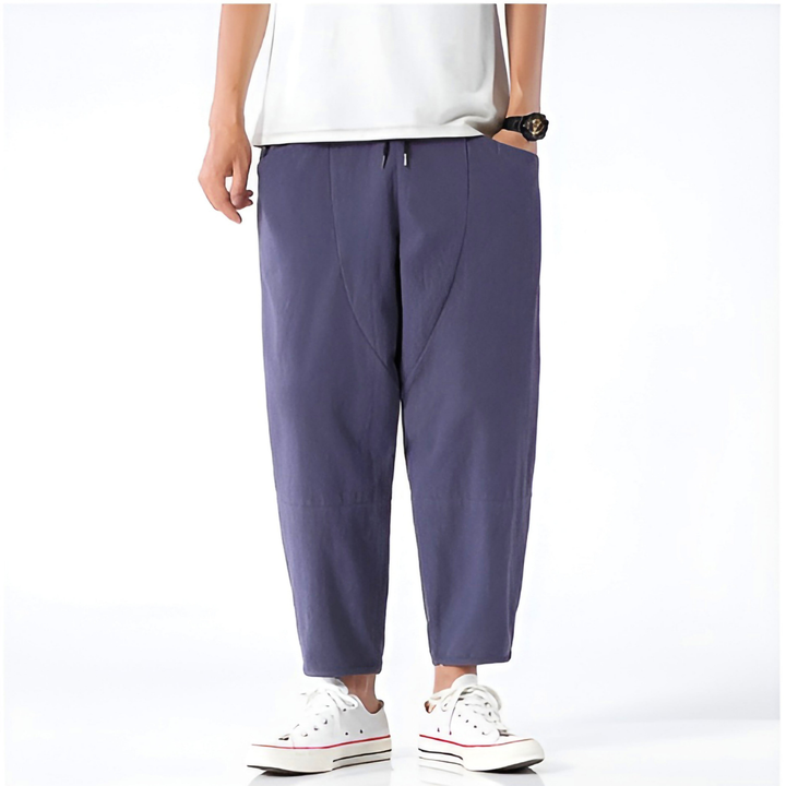Callum | Men's Linen Relaxed Tapered Drawstring Trousers