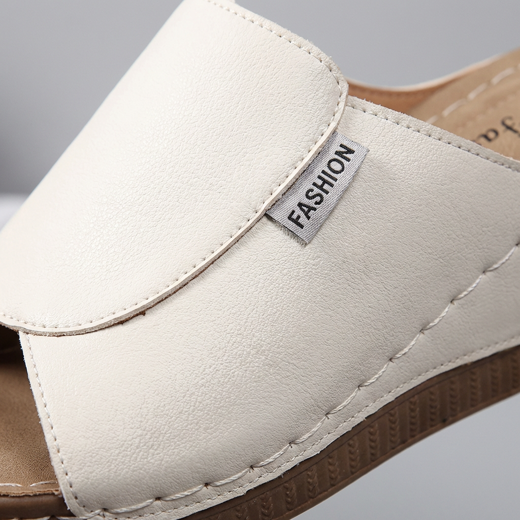 Callum | Women's Breathable Leather Wedge Slide Sandals