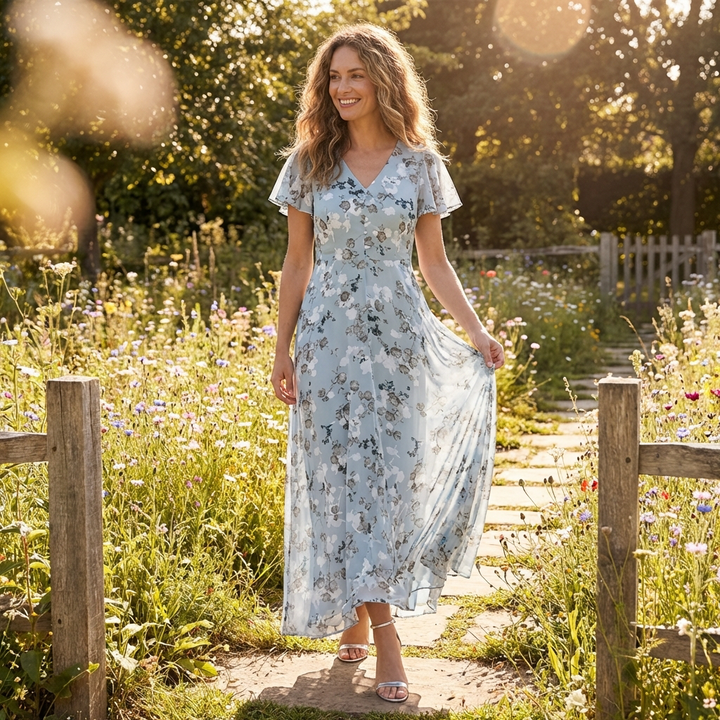 Callum | Women's Chiffon Floral Wrap Maxi Dress