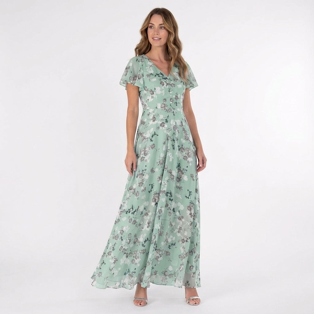 Callum | Women's Chiffon Floral Wrap Maxi Dress