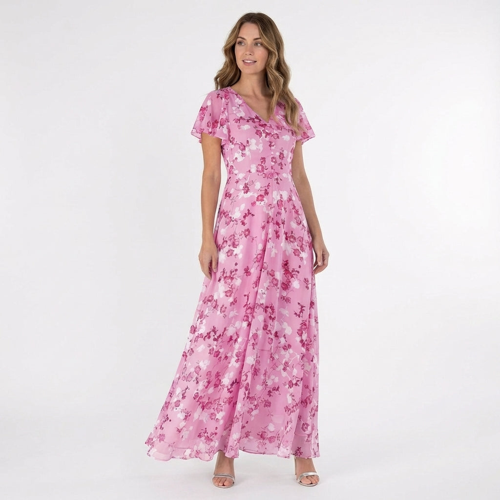 Callum | Women's Chiffon Floral Wrap Maxi Dress