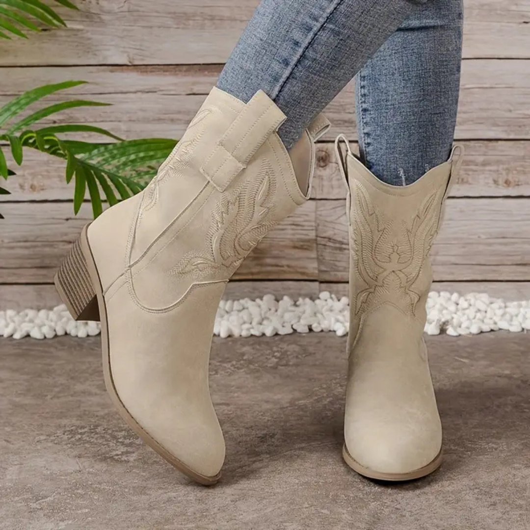 Callum | Women's Suede Embroidered Ankle Cowgirl Boots