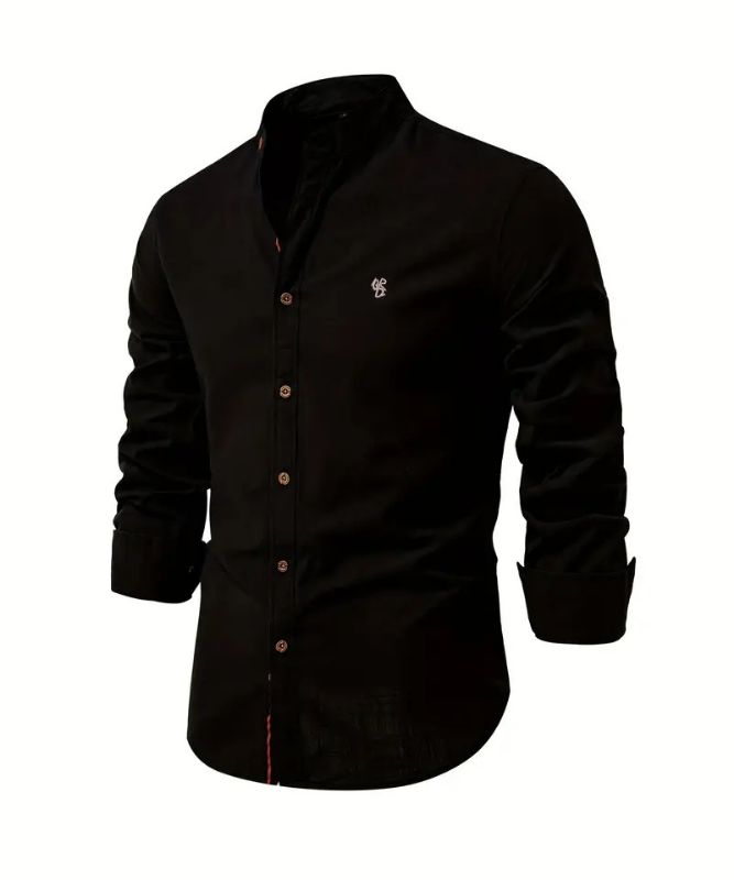 Caspian | Men's Linen Mandarin Collar Long Sleeve Shirt