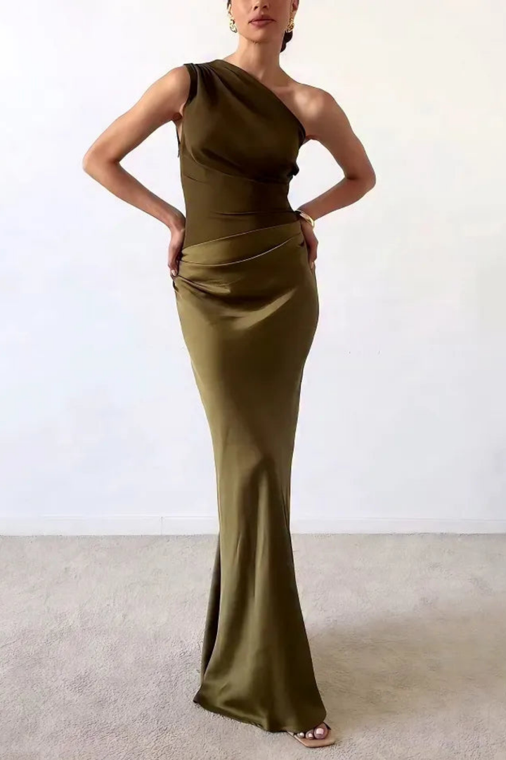 Celeste | Women's Satin One-Shoulder Maxi Dress