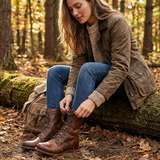 Clara | Women Brown Boots With High Lace Closure | Winter