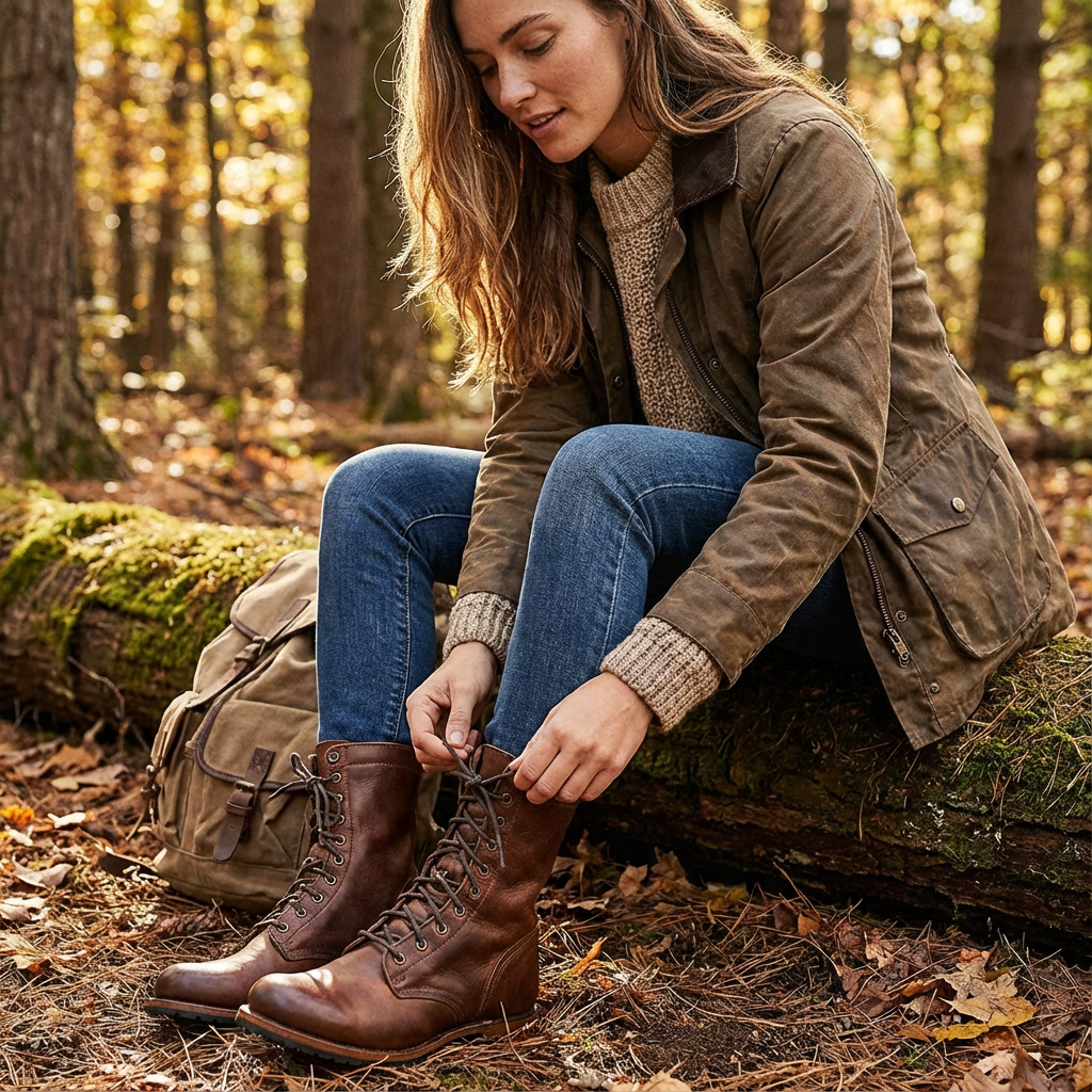 Clara | Women Brown Boots With High Lace Closure | Winter