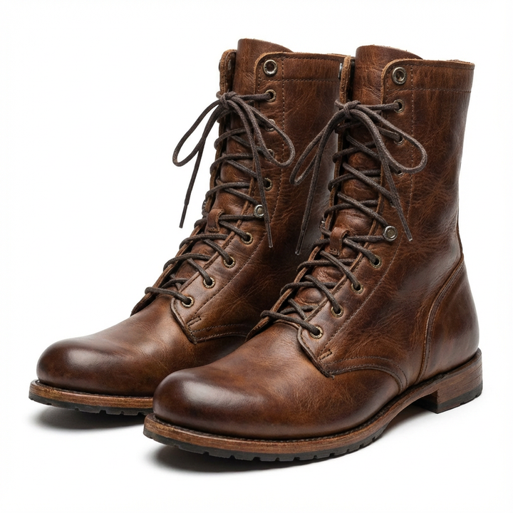 Clara | Women Brown Boots With High Lace Closure | Winter