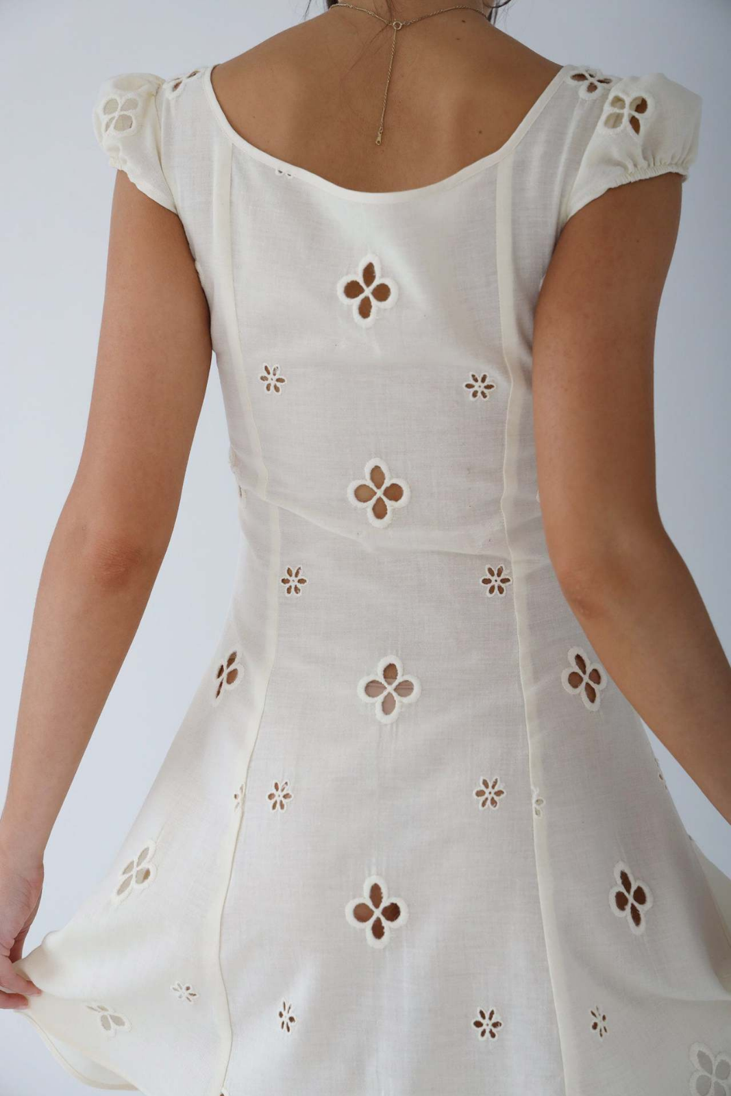 Clover | Women's Linen Flutter Sleeve Midi Wedding Guest Dress