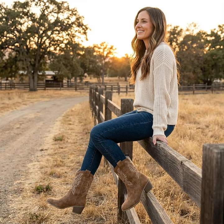 Daisy | Women Boots With Western Stitching | Cowboy