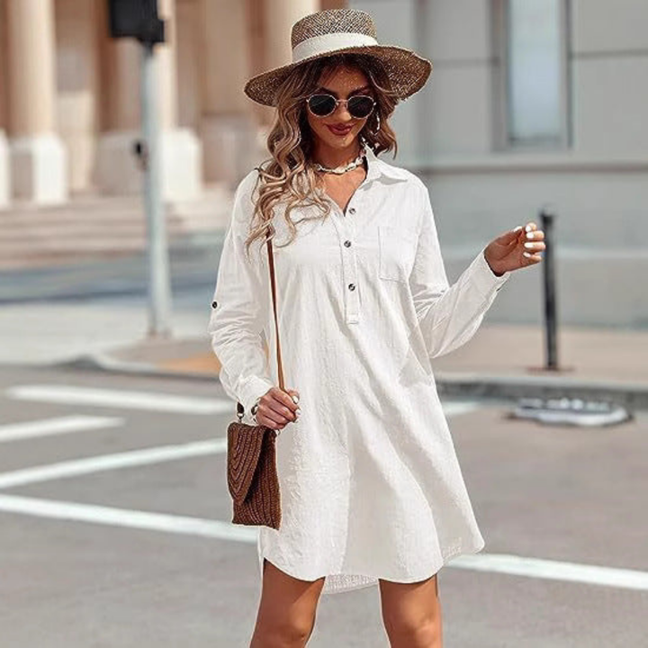Delphine | Women's Linen Oversized Tunic Shirt