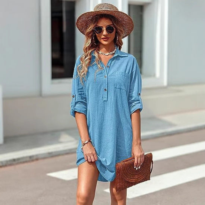 Delphine | Women's Linen Oversized Tunic Shirt