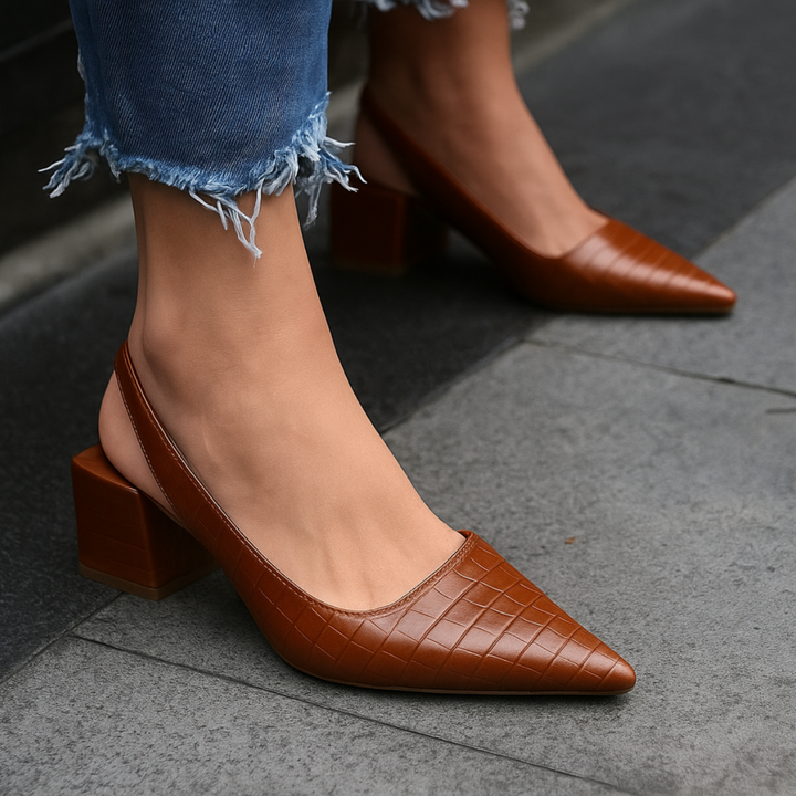 Demi | Women's Pointed Toe Slingback Block Heels