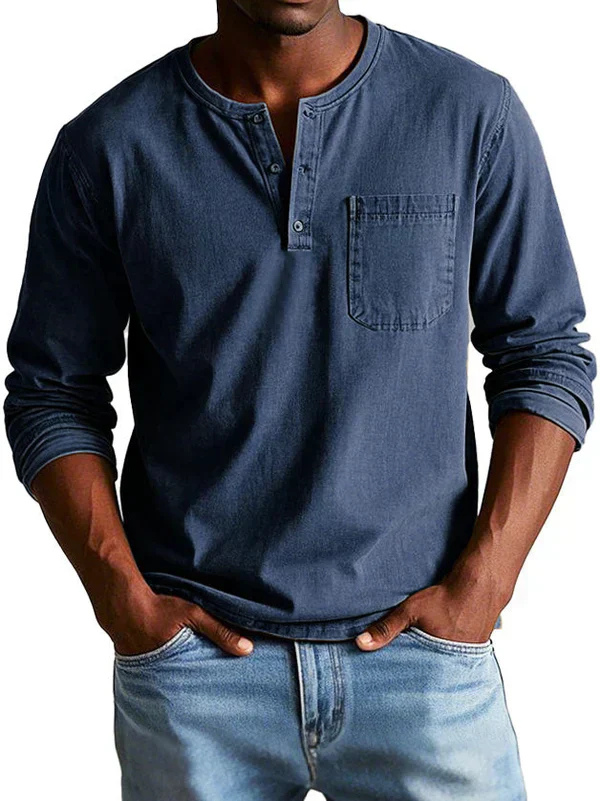 Dorian | Men's Cotton Henley Long Sleeve Shirt