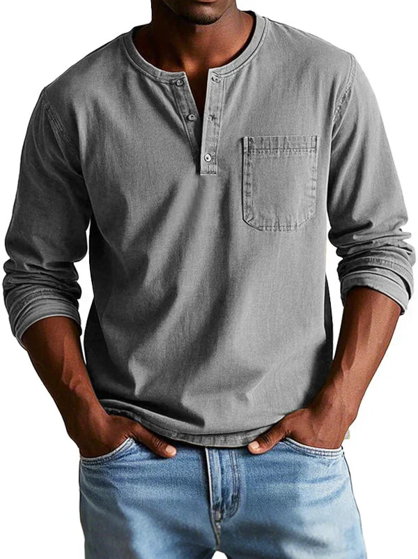 Dorian | Men's Cotton Henley Long Sleeve Shirt