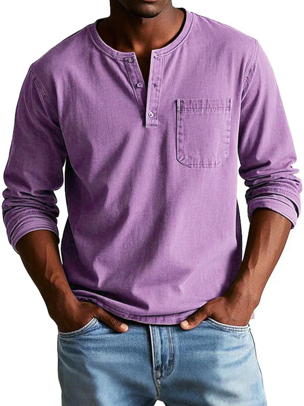 Dorian | Men's Cotton Henley Long Sleeve Shirt