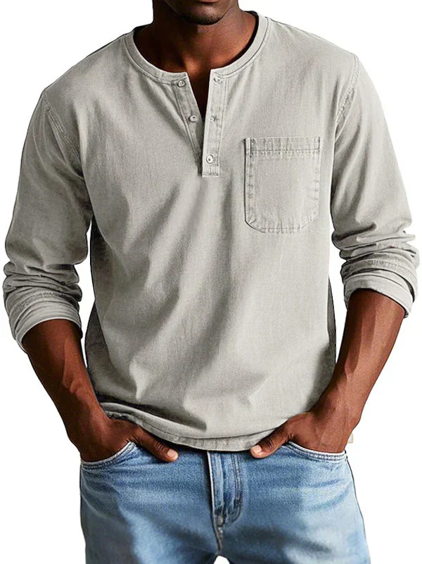 Dorian | Men's Cotton Henley Long Sleeve Shirt