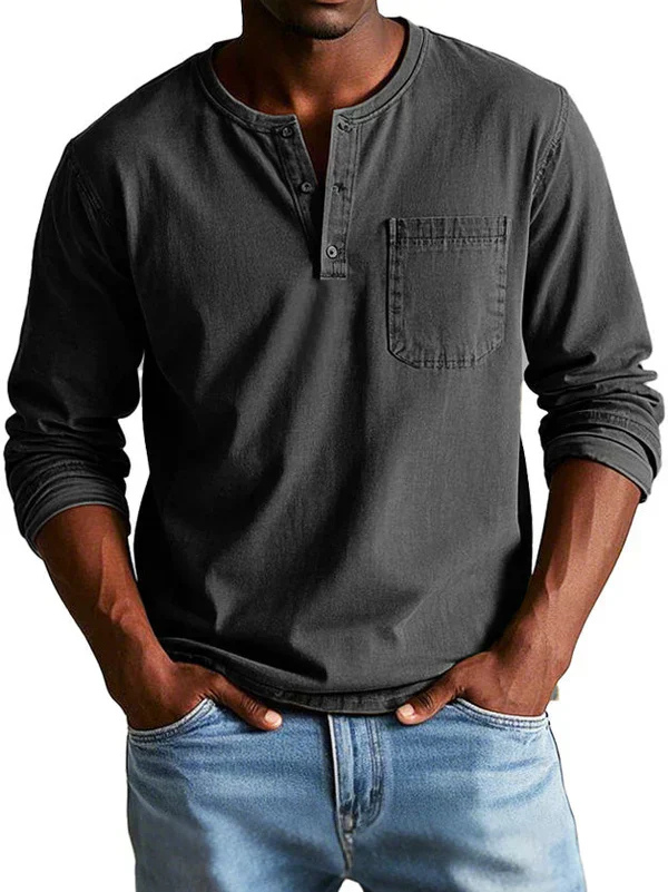Dorian | Men's Cotton Henley Long Sleeve Shirt