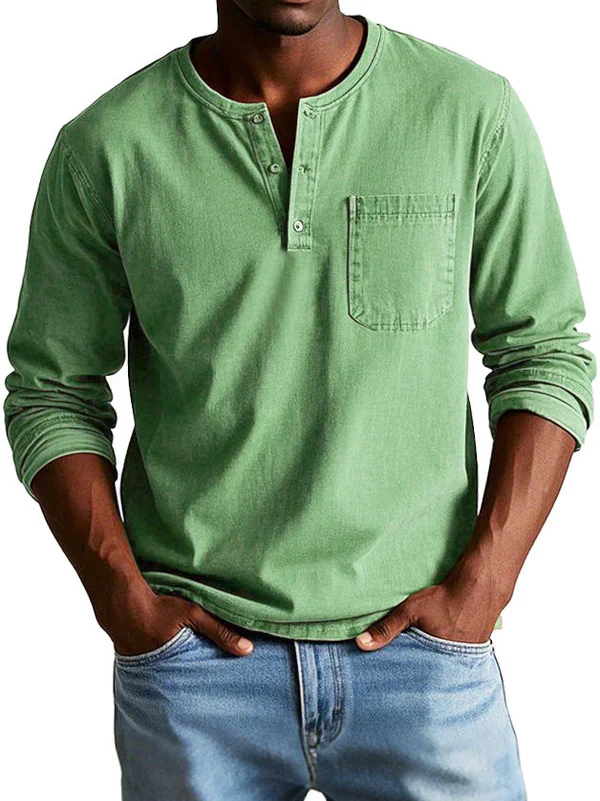 Dorian | Men's Cotton Henley Long Sleeve Shirt