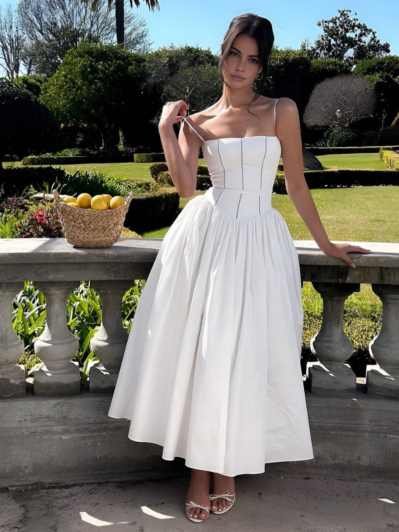 Elodie | Women's Chiffon Corset Bodice Full Skirt Wedding Guest Dress