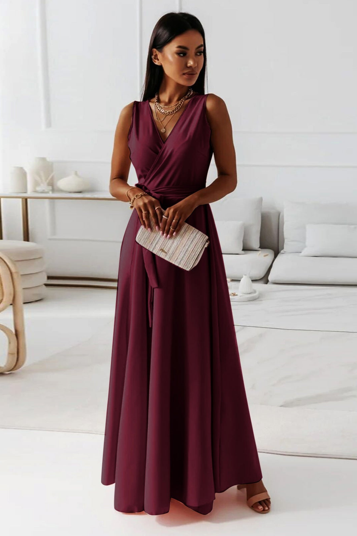 Fleur | Women's Lightweight Wrap V-Neck Maxi Wedding Guest Dress