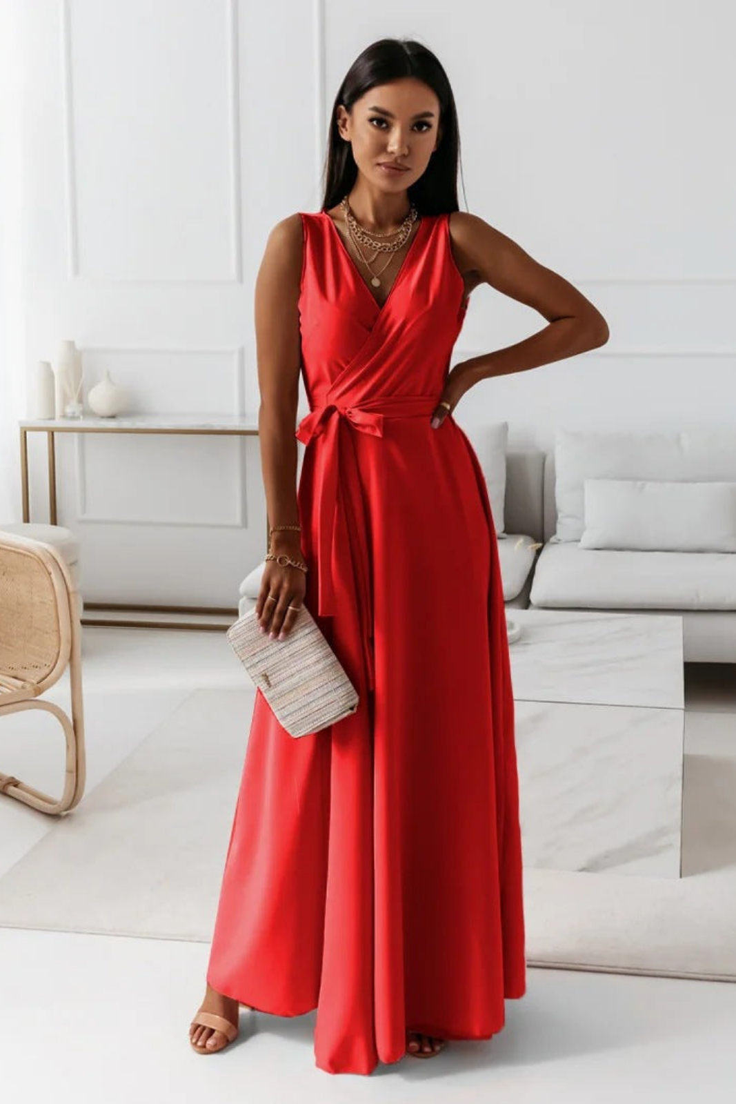 Fleur | Women's Lightweight Wrap V-Neck Maxi Wedding Guest Dress