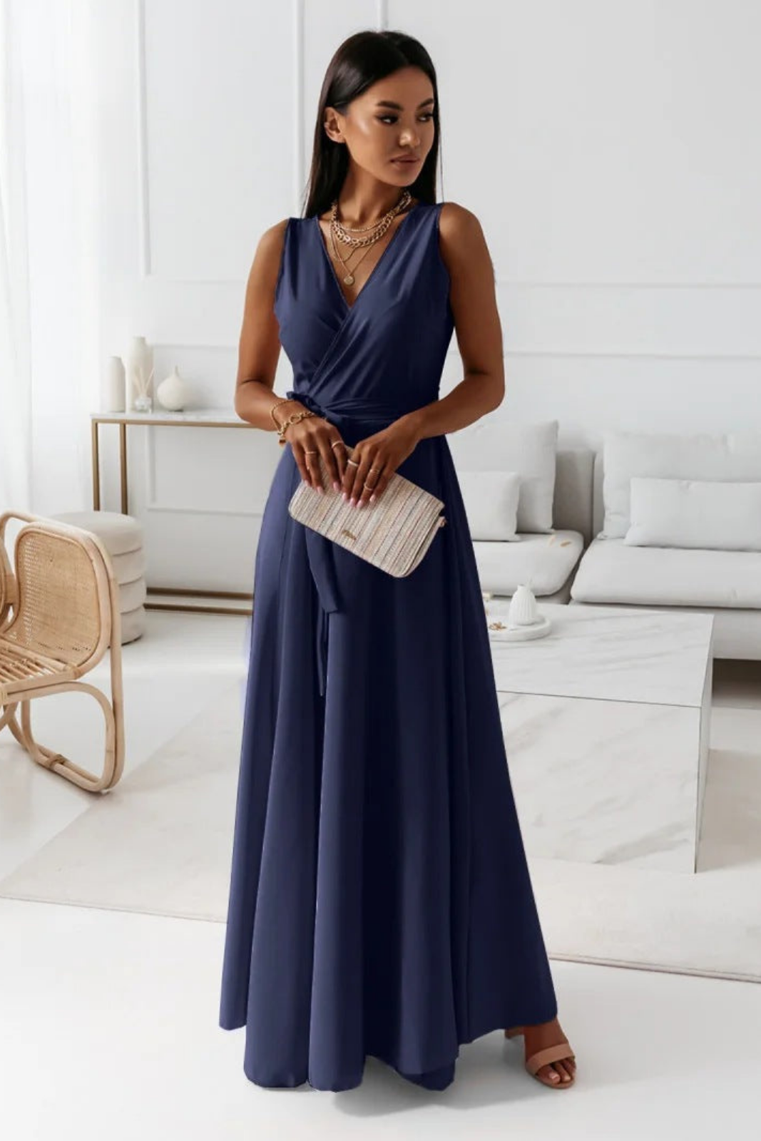 Fleur | Women's Lightweight Wrap V-Neck Maxi Wedding Guest Dress