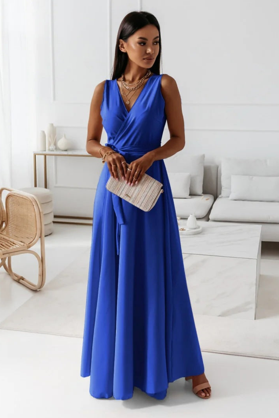 Fleur | Women's Lightweight Wrap V-Neck Maxi Wedding Guest Dress
