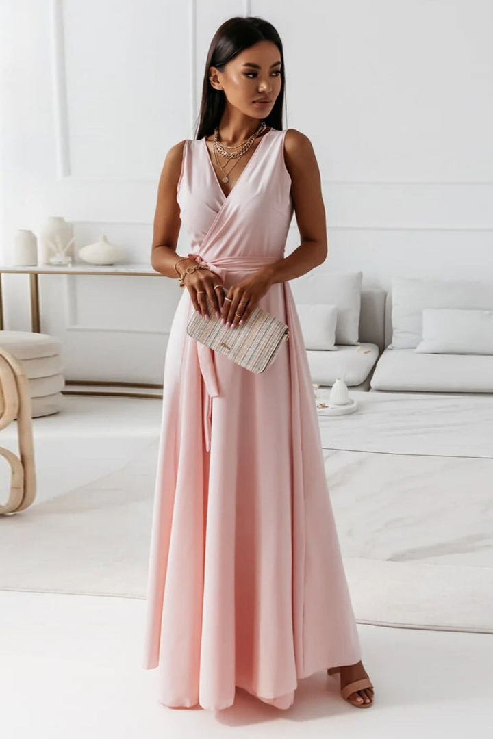 Fleur | Women's Lightweight Wrap V-Neck Maxi Wedding Guest Dress