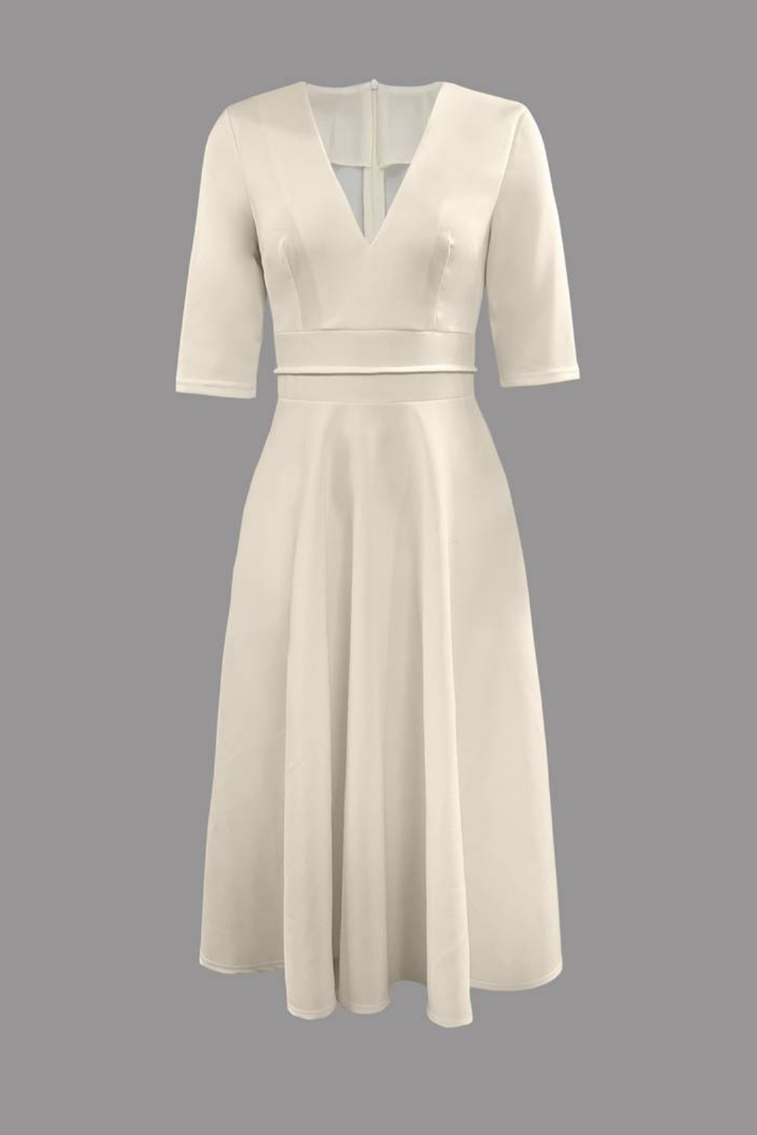 Genevieve | Women's Breathable Deep V-Neck Full Skirt Midi Wedding Guest Dress