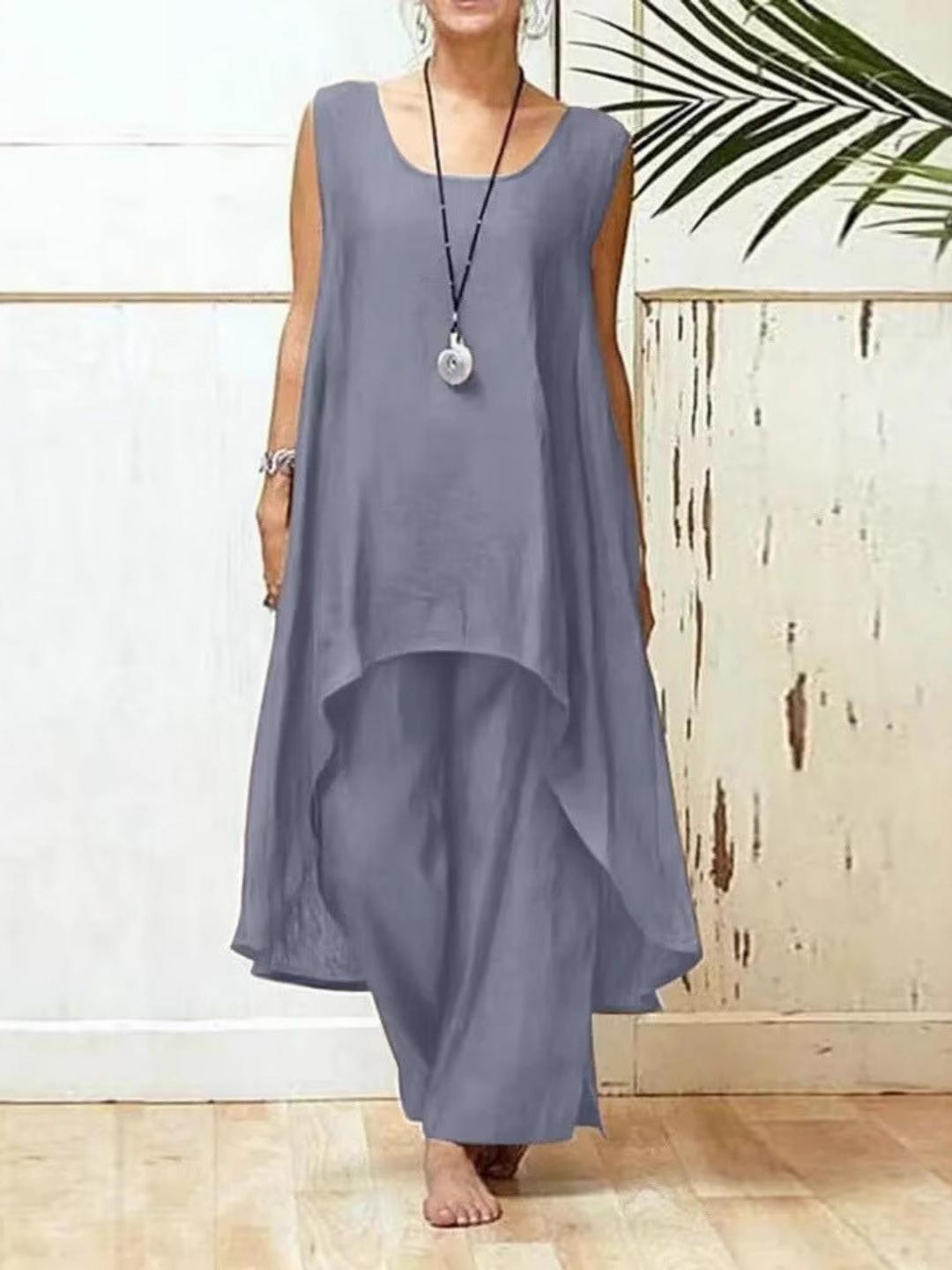 Imara | Women's Linen Sleeveless Asymmetric Tunic