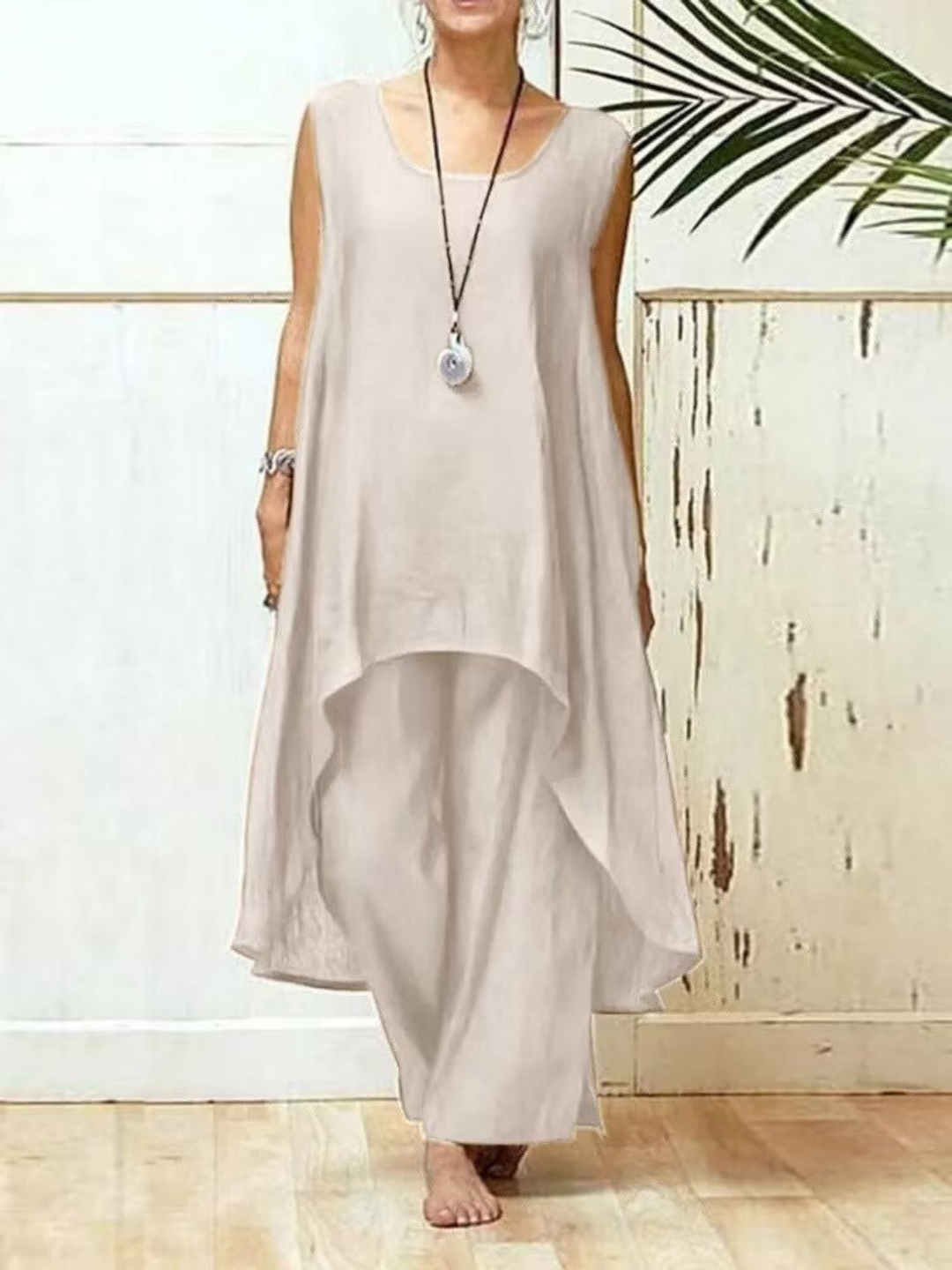 Imara | Women's Linen Sleeveless Asymmetric Tunic